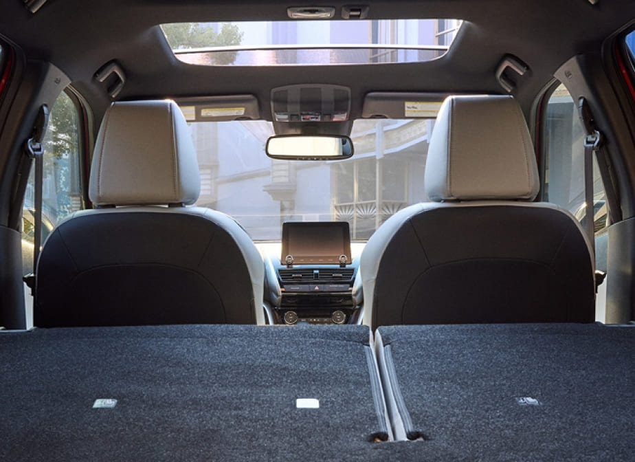 Split-folding cargo area inside a Mitsubishi Eclipse Cross